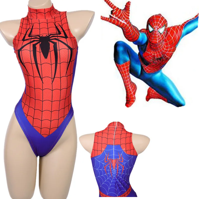 スパイダーマン ジャンプスーツ セット 水着 アニメ ボディスーツ パーティー ハロウィン コスプレ コスチューム レディースに最適