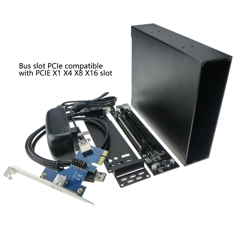 工場価格 PCI-e x1 から 2 PCIe スロットへのアダプター PCI Express から PCIe への変換カード（エンクロージャー付き）
