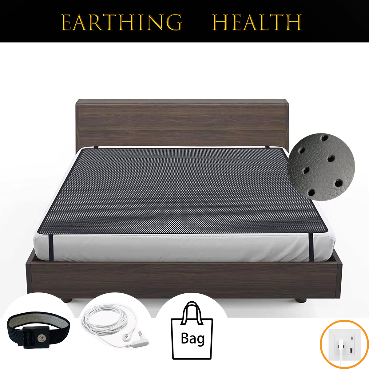 アーシングベッドシート 睡眠用プレミアムグランドセラピーマット 通気性のある導電性パッド 帯電防止 健康を改善