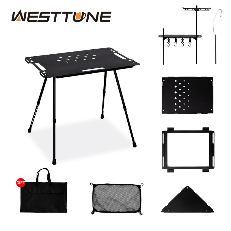 WESTTUNE 屋外 IGT タクティカルテーブル軽量多機能折りたたみアルミ合金キャンプピクニックテーブル調節可能な脚付き
