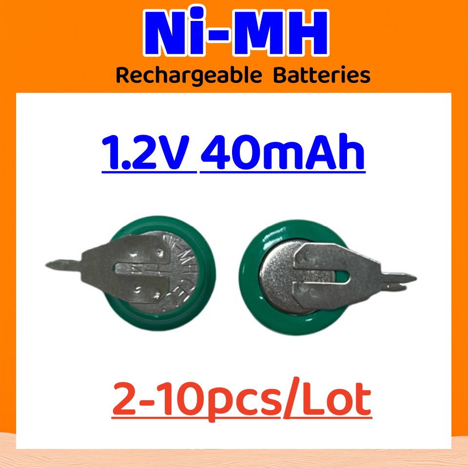 2-10 1.2V 40mAh ニッケル水素充電式電池ボタン電池はんだピン付き充電式ボタン電池電気玩具用