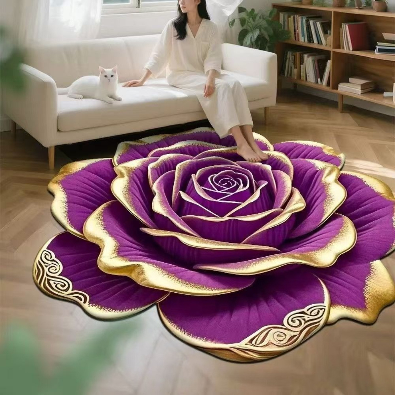 3D 花立体ビジョンマット滑り止めリビングルームの装飾ソフトカーペット洗えるラウンジラグ防水ラグ寝室用
