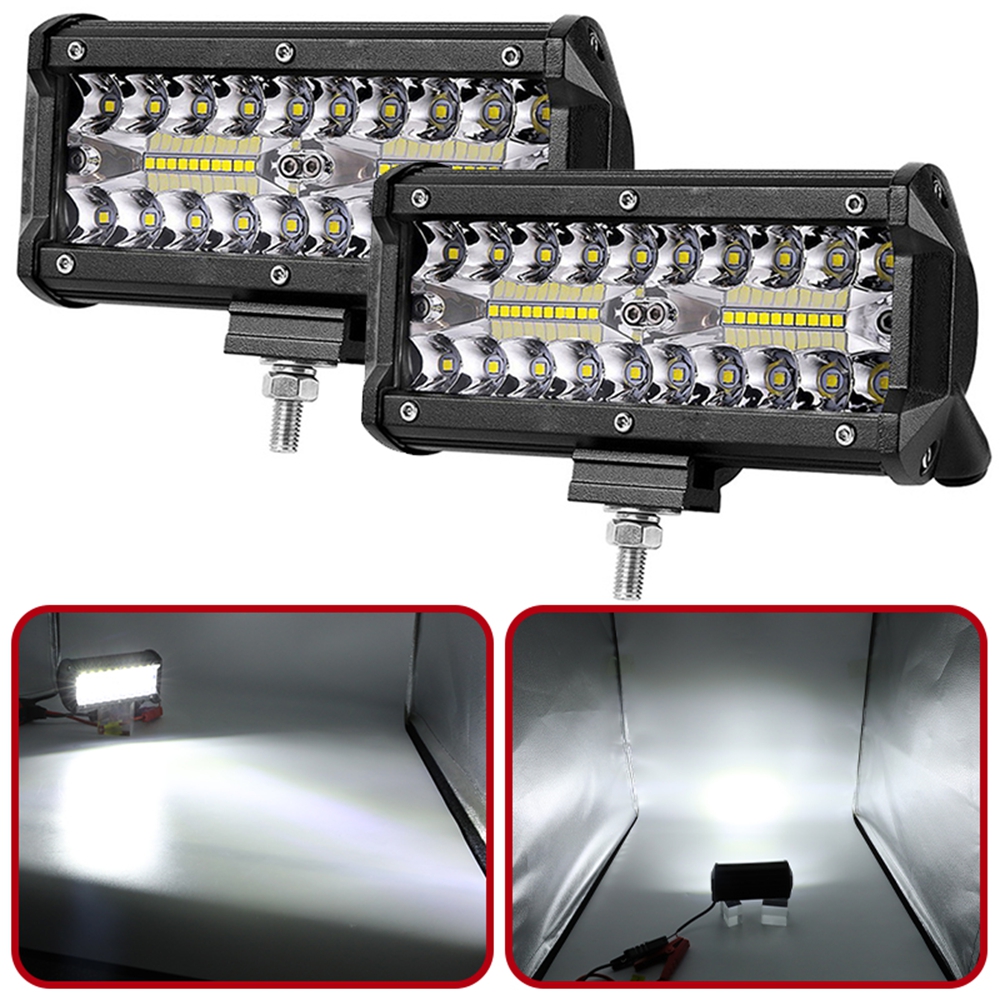 7 インチ LED ライトバー 120 ワットオフロード 4X4 Ledbar トリプル行ドライビングフォグランプ LED ワークライトトラックトラクター ATV UTV SUV ボート用
