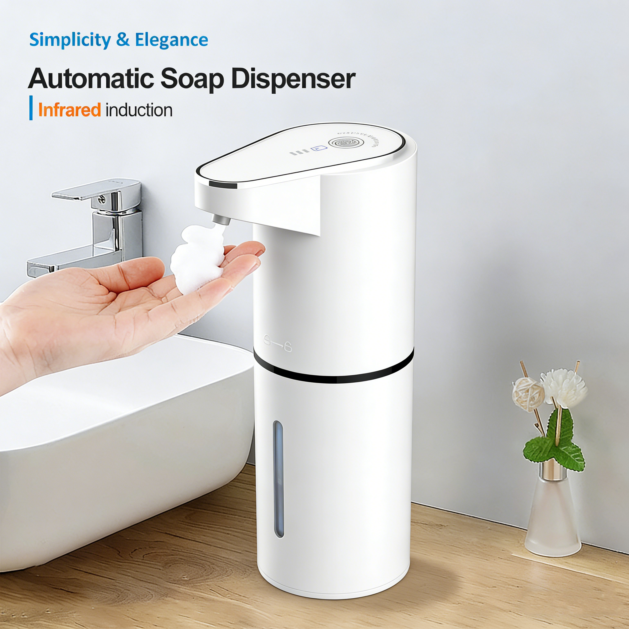 新しい浴室自動感知ソープディスペンサータイプ C 複数レベル非接触電気泡立て器充電壁掛け垂直