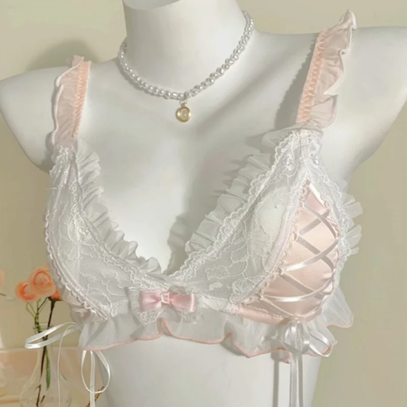cute lace Lolita girls thin cute lace small bra women triangle cup bra sexy