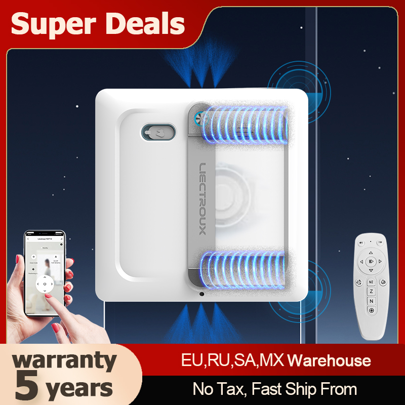 2026 Robot Window Vacuum Cleaner Liectroux S9,2 roller brusher,6-way water spray,10000PA Suction,Home Wall Glass Cleaning Robot
