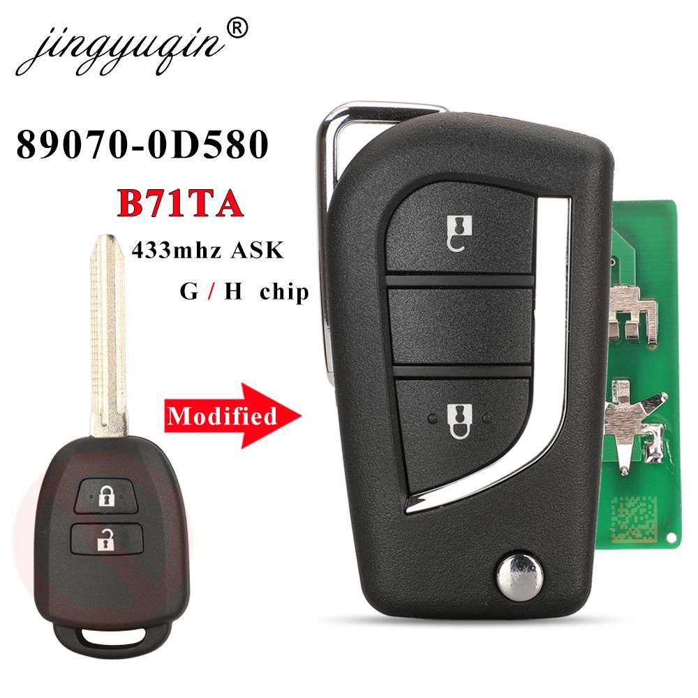 jingyuqin 89070-0D580 B71TA 433MHz 修正されたフリップリモート車のキー FOB トヨタ ヤリス 2014-2017 Vios 2013-2016 GH チップオプション