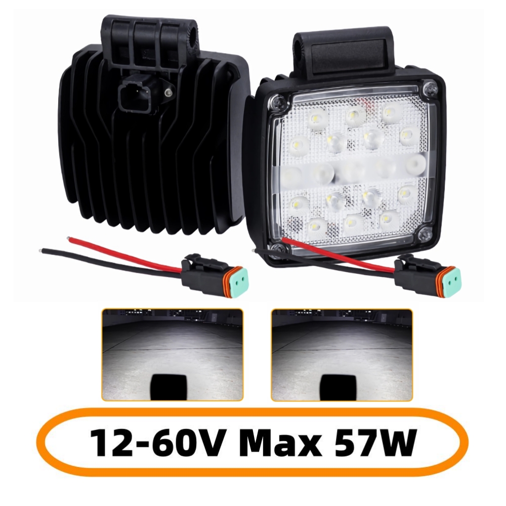 2 個 19 LED 掘削機ワークライト 12 V - 60 V 57 ワットヘッドライトローダートラクターフォークリフト補助ライト 2Pin コネクタ
