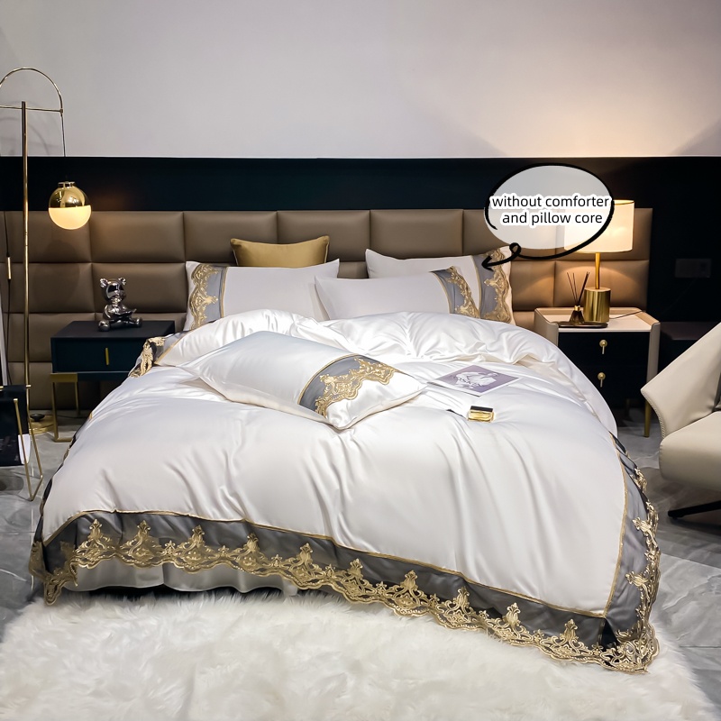 3 ピース シーツ セット ブラック レース布団カバー セット、オールシーズン快適な寝具セット ベッドカバー