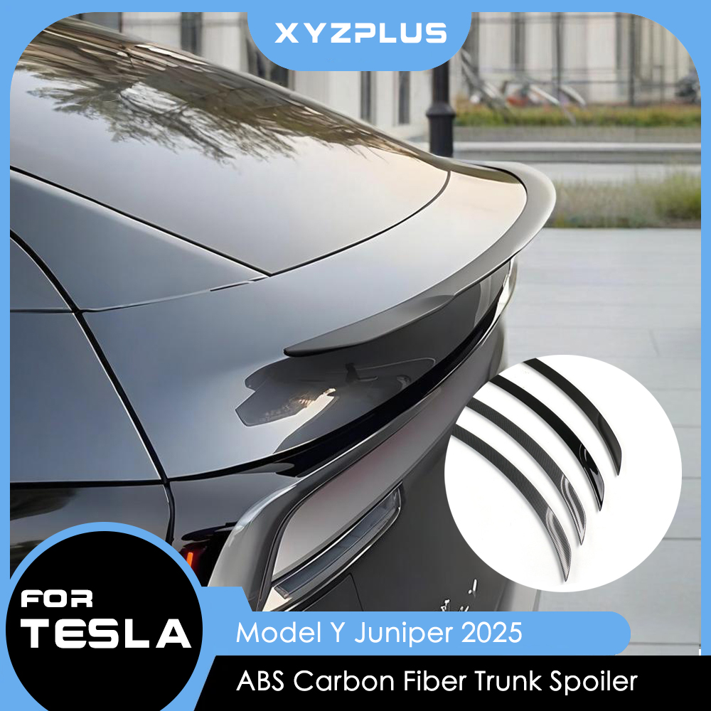 ABS カーボンファイバースポイラーテスラモデル Y ジュニパー 2025 リアトランク翼蓋スポイラーオリジナル修正された車の外装アクセサリー