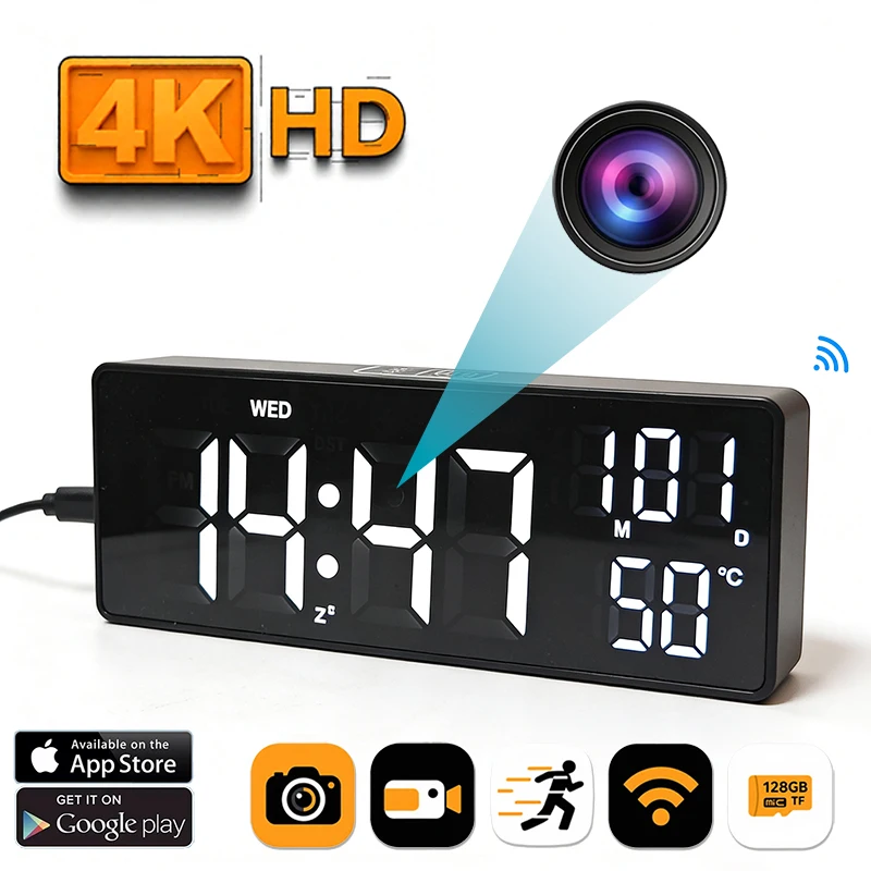 ワイヤレス WiFi ミニ時計カメラ 1080P モーション検出屋内ホームオフィスセキュリティ DVR P2P 警報カメラ