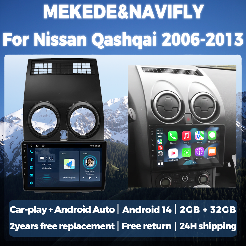 ワイヤレス Carplay Android Autoradio 日産キャシュカイ J10 2006 -2010 2011 2012 2013 カーラジオカーインテリジェントシステムヘッドユニット