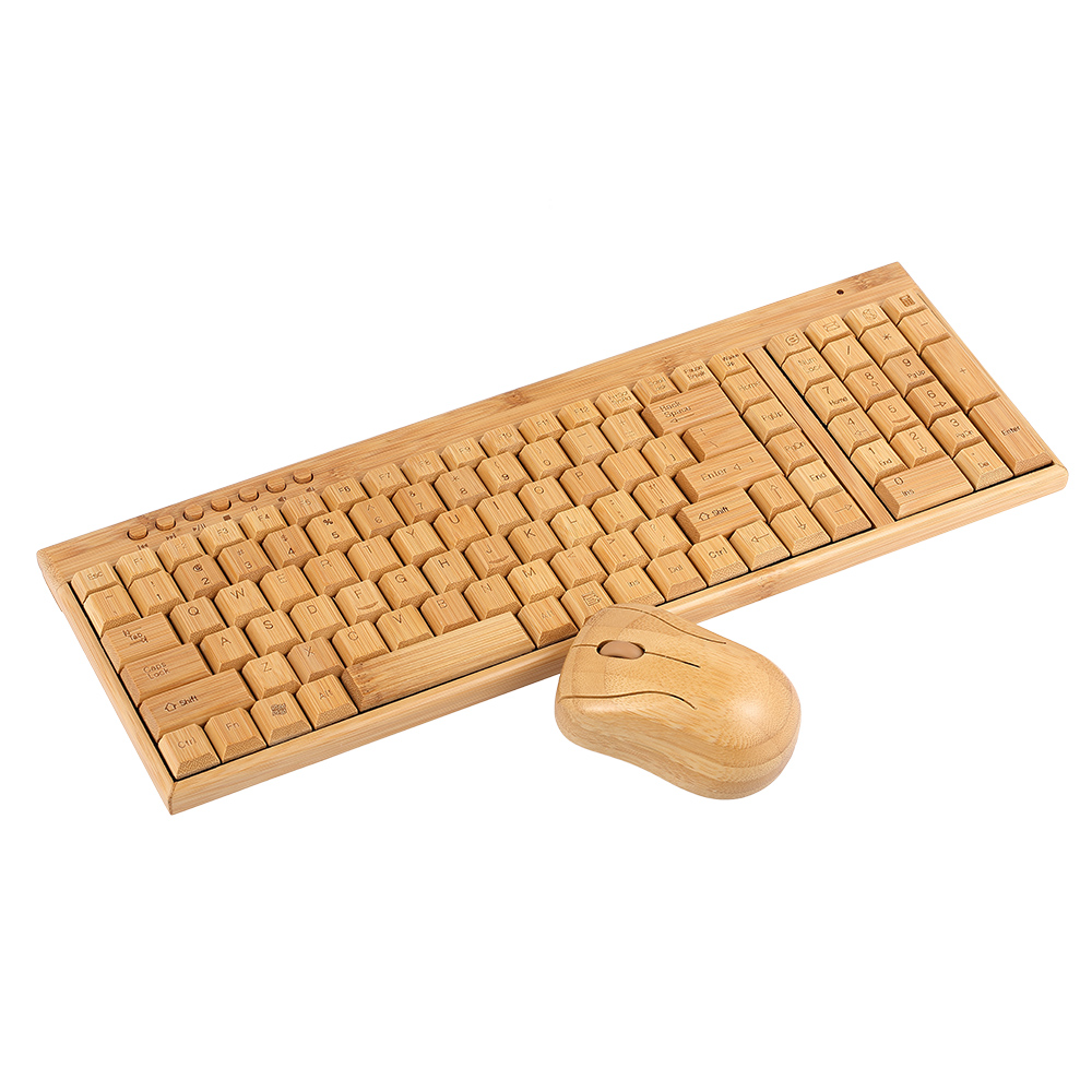 2.4 グラムワイヤレス竹キーボードとマウスコンボコンピュータキーボード手作り天然木製プラグアンドプレイキーボードマウス PC 用