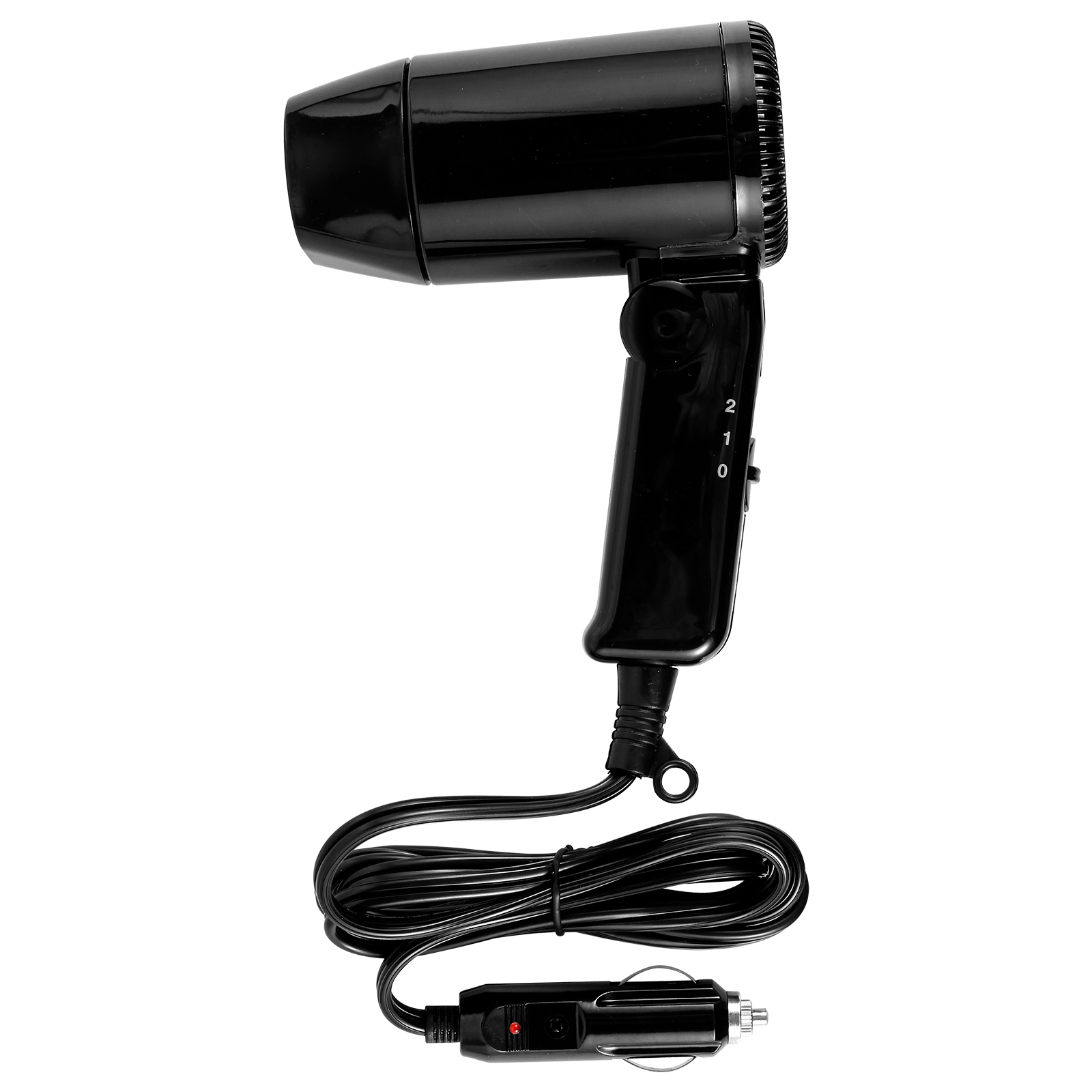 12V カースタイリングヘアドライヤー 2 スピードカーヘアブロードライヤー 折りたたみハンドル付き コンパクトカーヘアドライヤー 温風と冷風が利用可能