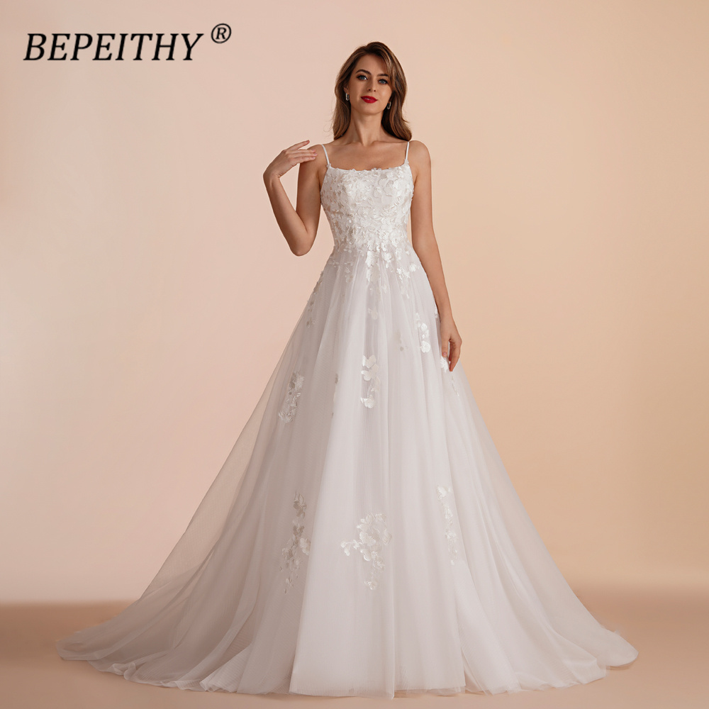 BEPEITHY カスタマイズされた A ラインのウェディングドレス 2023 女性のための花嫁ノースリーブスイープトレイン自由奔放に生きるローブデマリーホワイトブライダルドレス