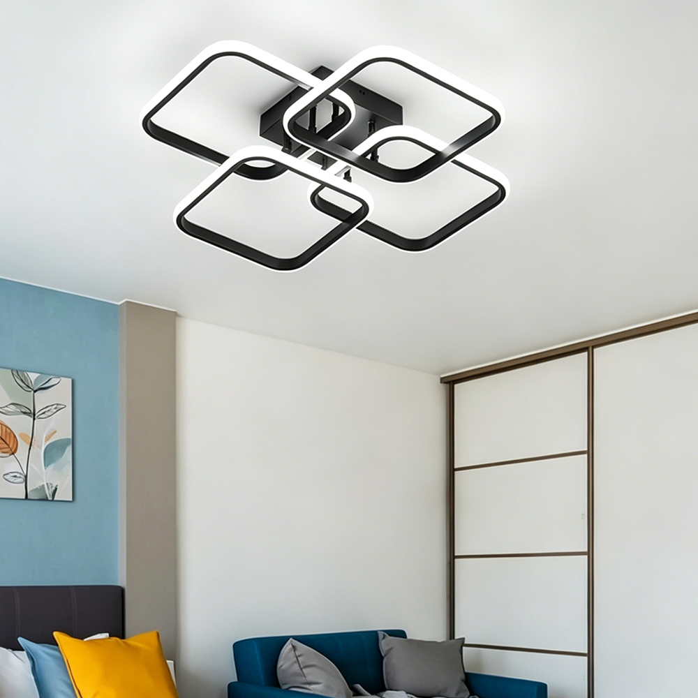 モダンなLEDシーリングライトスクエア調光可能フラッシュマウントシーリングライト、寝室の天井照明器具リビングルームダイニングルーム用