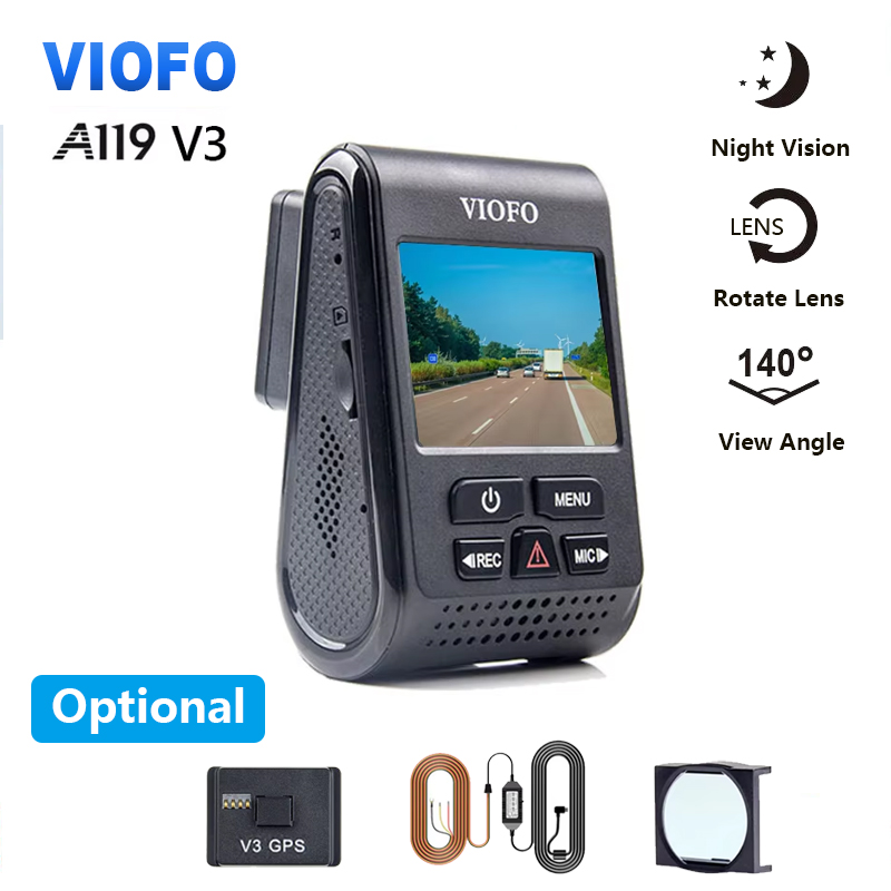 VIOFO A119 V3 2K 車 DVR スーパーナイトビジョン クアッド HD ダッシュカメラ 駐車モード G センサー ロタレンズ 2560 * 1600P オプション GPS CPL