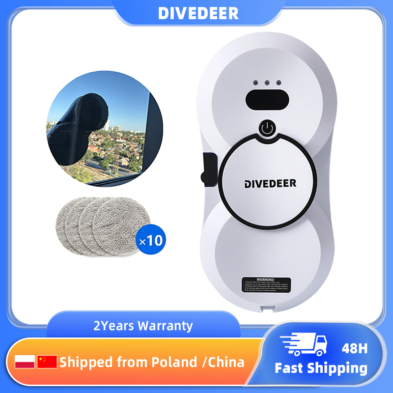DIVEDEER インテリジェントウォータージェットウィンドウクリーナーマシンマン高レベル両面ブラシレスモーターウォータージェットガラスクリーナー