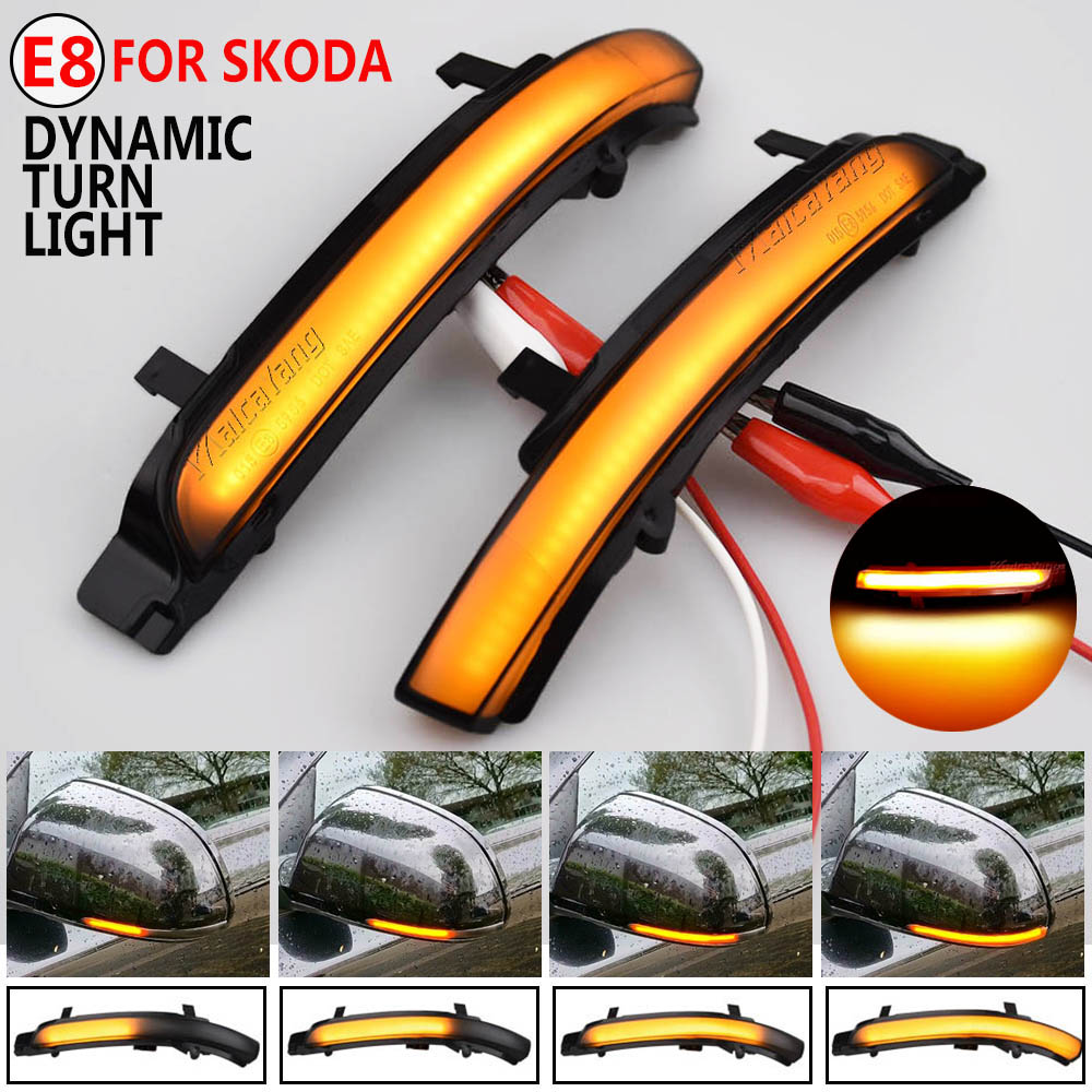 2 PCS For Skoda Octavia 2009-2013 SUPERB 2008-2014 Dynamic LED Turn Signal Blinker Mirror Flasher Light Sequential Lamp