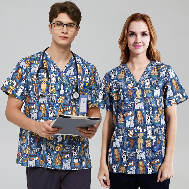 Scrub tops Uniform V-Neck Hospital Beauty scrubs Medical Surgical Gown Pharmacy Healthcare Work Wear Unisex Mens Scrub Soft