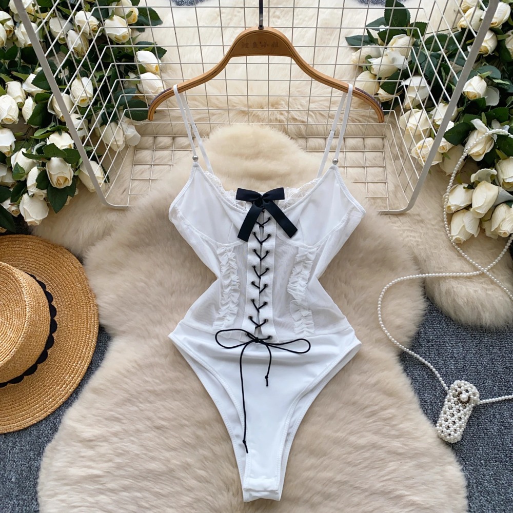 sexy Chic slim butterfly lace Draw String Edible Tree Fungus Spliced Fashion  women clothing