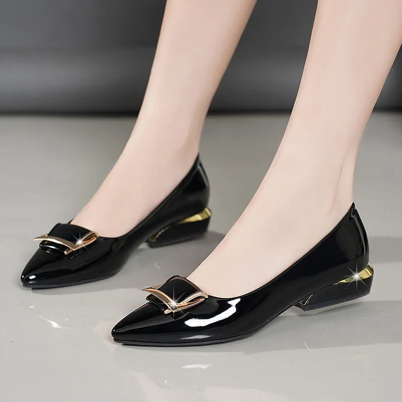 ファッション快適なソフト Pu レザー春スリップオンスクエアヒール靴 Zapatos デ Mujer 女性かわいいベージュオフィスシューズクールパンプス A16