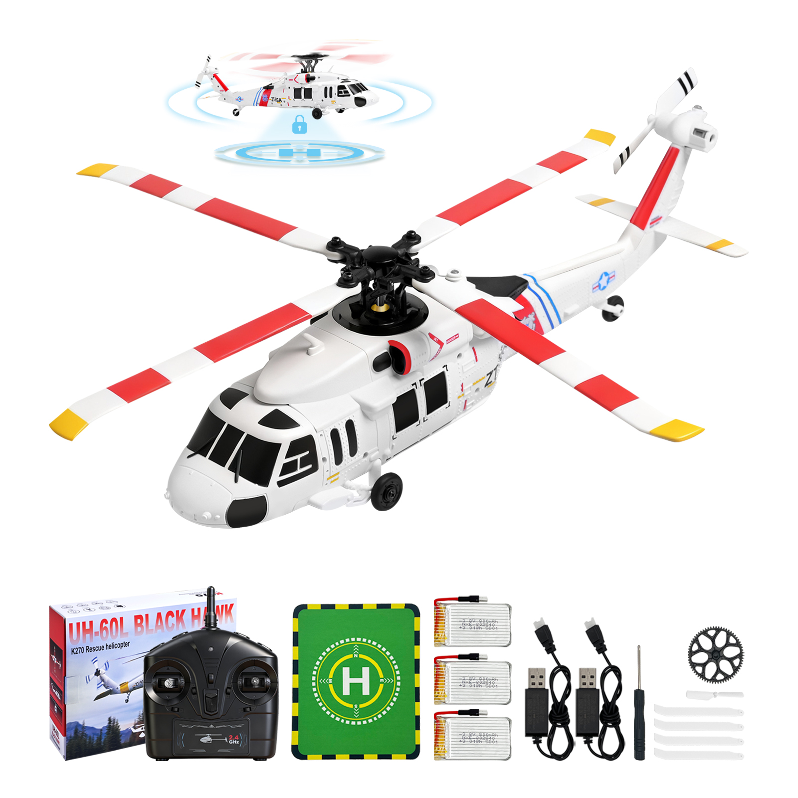 WLtoys K270 ブラックホーク UH-60 4CH RC ヘリコプター;ブラシレスモーター、6軸ジャイロ;オプティカル フロー高度ホールド; 2.4Gリモコン