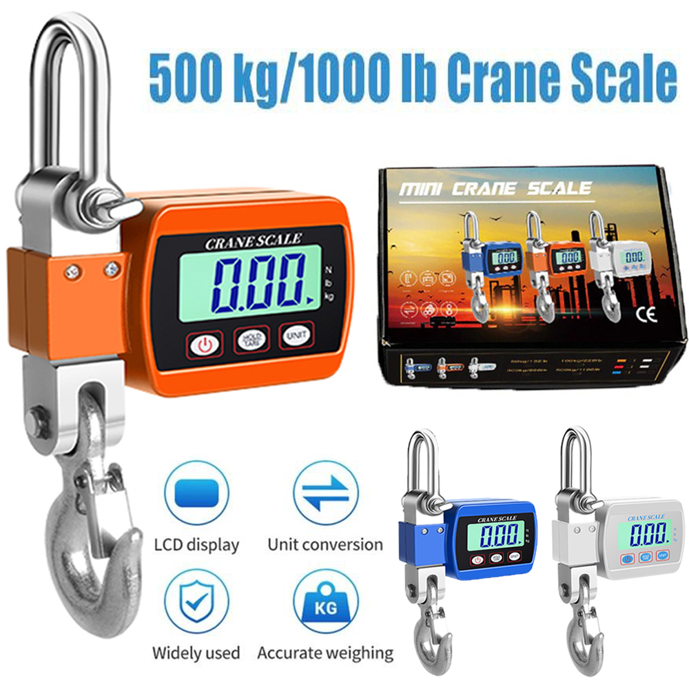 0.05 〜 500Kg/1100lb ハンドヘルドデジタル工業用吊りクレーンスケールフック付き電子計量農場狩猟釣り工場用
