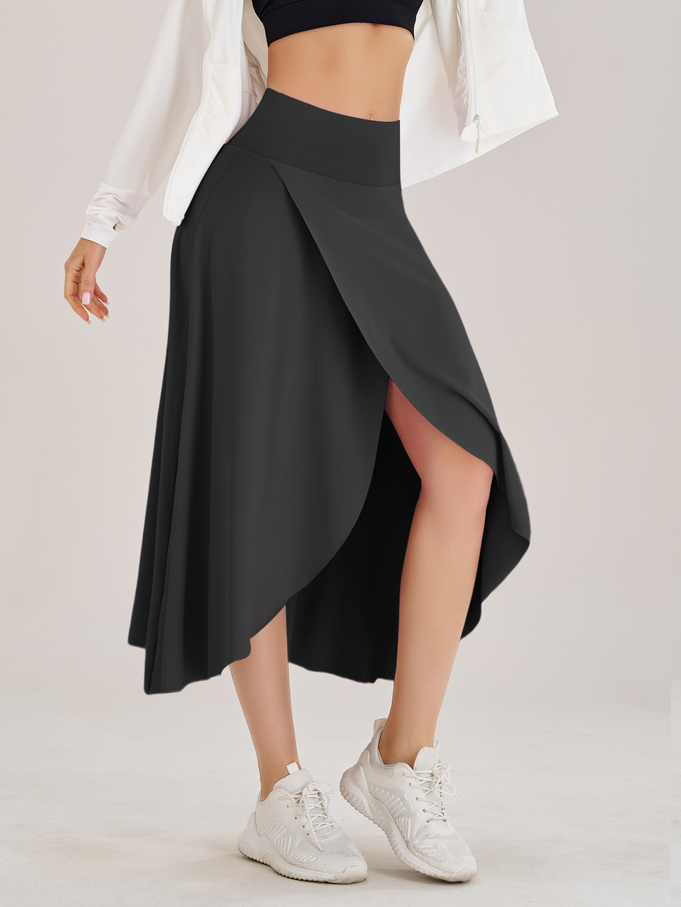 レディース ヨガ テニス スコート ショートパンツ サイドポケットとウエスト開口部付き ロングドレス フィットネス スポーツウェア ワークアウト 女性用