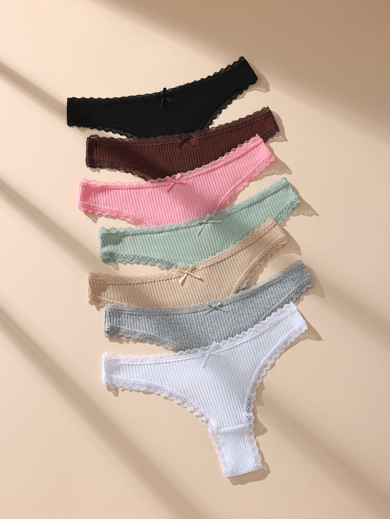 7 ピース/セット女性皮ひもパンティー綿セクシーなレースの下着タンガ固体パンツプラスサイズパンツ G ストリング女性ランジェリー S-3XL