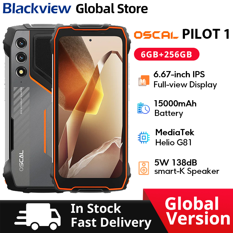 Blackview Oscal PILOT 1 頑丈な電話機 6.67 インチ HD 90Hz ディスプレイ 15000mAh 5W ボックス スピーカー NFC 6GB 256GB Helio G81 CPU 携帯電話