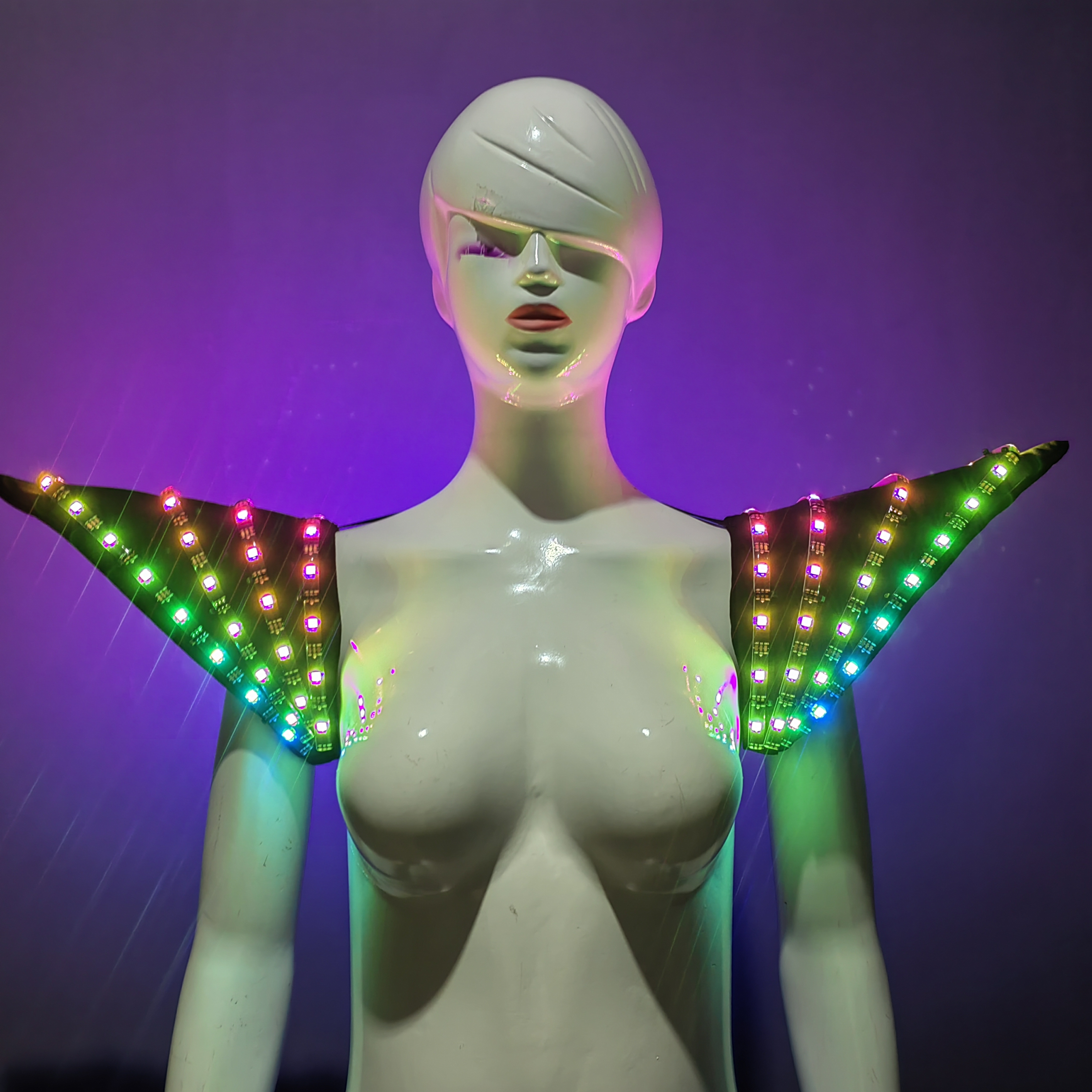 ハロウィン LED ショルダーバーパフォーマンス下着 RGB 色変更パーティー充電式発光パフォーマンス衣類