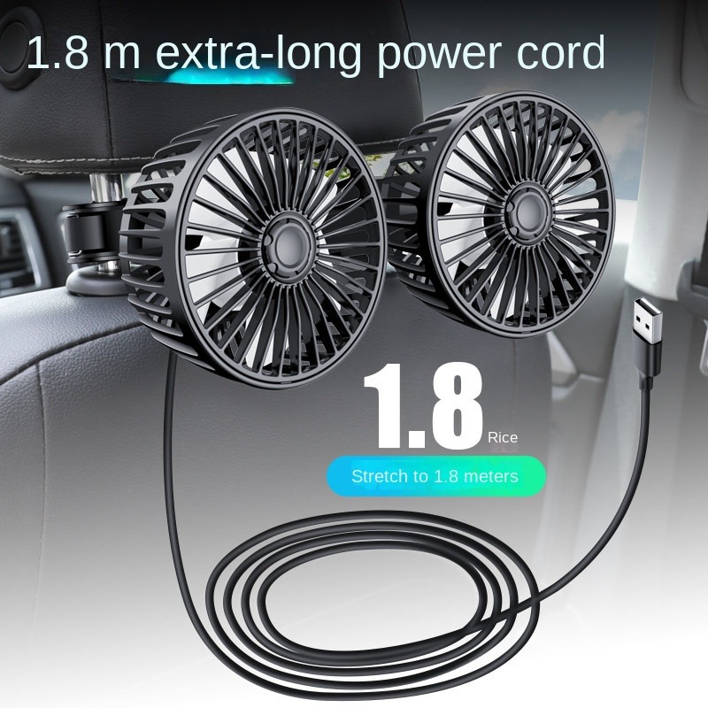 車載用リア電動ファン USBインターフェイス付き 車用 12V 24V 大型トラック車内 後部座席用 静音かつパワフル