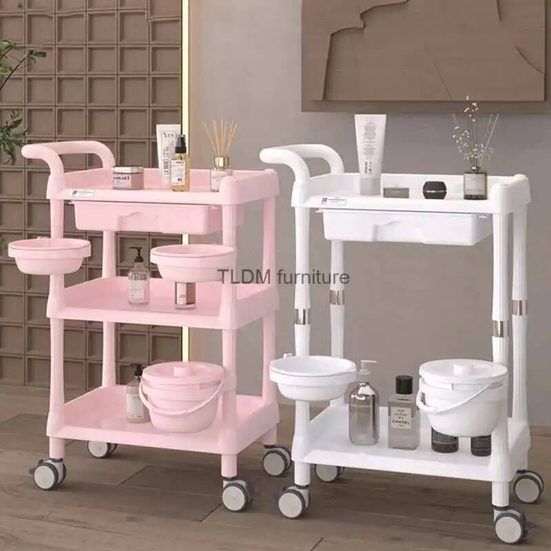 ピンク収納理髪トロリー美的多機能補助カート美容院カレロ Attrezzi スパ家具 MQ50TC