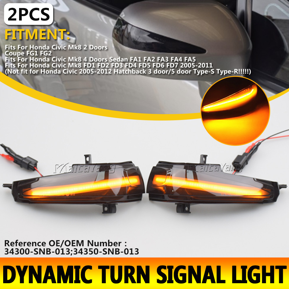 ダイナミックウインカーターンシグナル LED ホンダシビック Mk8 セダン FD1 FD2 FD3 シビック 2D FG1 FG2 4D FA1 FA2 FA3 FA4 FA5 ファローライト