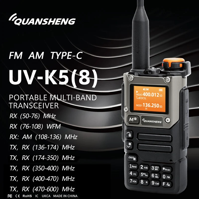 Quansheng Uv K6 5W トランシーバー Uv-K58 Uv-K5(8) 双方向ラジオ USB-C 直接充電マルチバンド Am Fm Uhf Vhf Dtmf Uvk5 のアップグレード