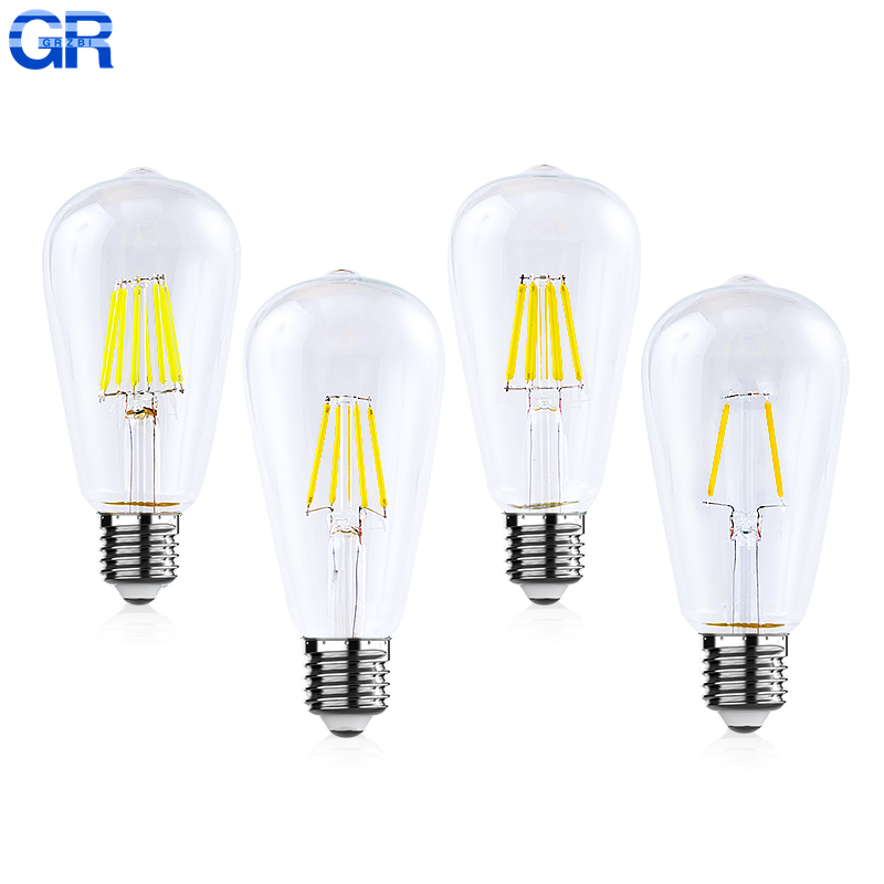 1-12 個 LED ST64 2 ワット 4 ワット 6 ワット 8 ワット AC 220 V 240 V フィラメント電球 E27 ライトヴィンテージエジソンランプレトロガラス外観屋内照明