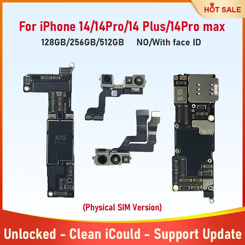 iPhone 14 Pro Max 14 Pro 14 14 Plus マザーボード用の完全にテストされたメインボード、Face ID ロック解除済みのクリーンな iCloud ロジックボード Placa