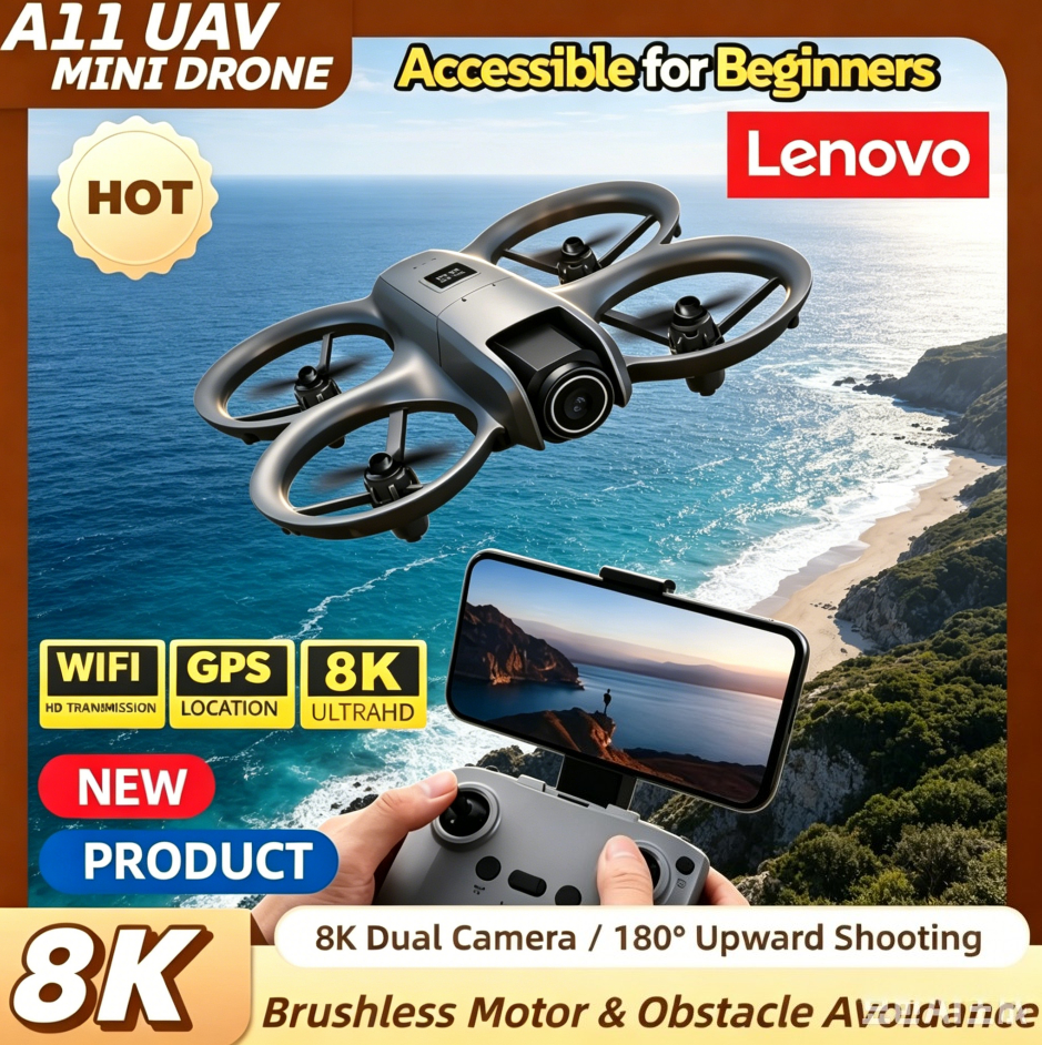 レノボ A11 ミニ折りたたみ式クアッドコプター 5 グラム WiFi FPV 8KHD レンズブラシレスエンジンオプティカルフローホバリング 3000 メートル超長距離 RC ドローン