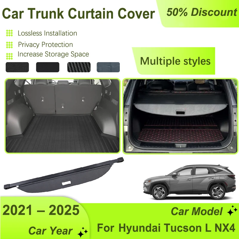 車のトランク収納ラックカバーヒュンダイツーソン L NX4 2021 2022 2023 2024 2025 格納式パッドカーゴライナーシェルターアクセサリー