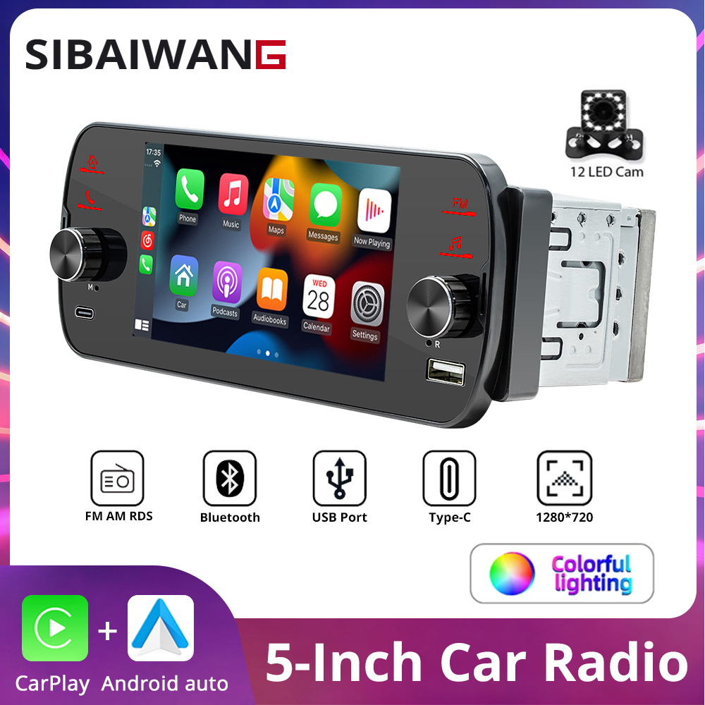 1Din 5 インチ カーラジオ マルチメディア MP5 プレーヤー ワイヤレス CarPlay Android-auto MorrirLink カーステレオ Bluetooth FM AM RDS USB をサポート