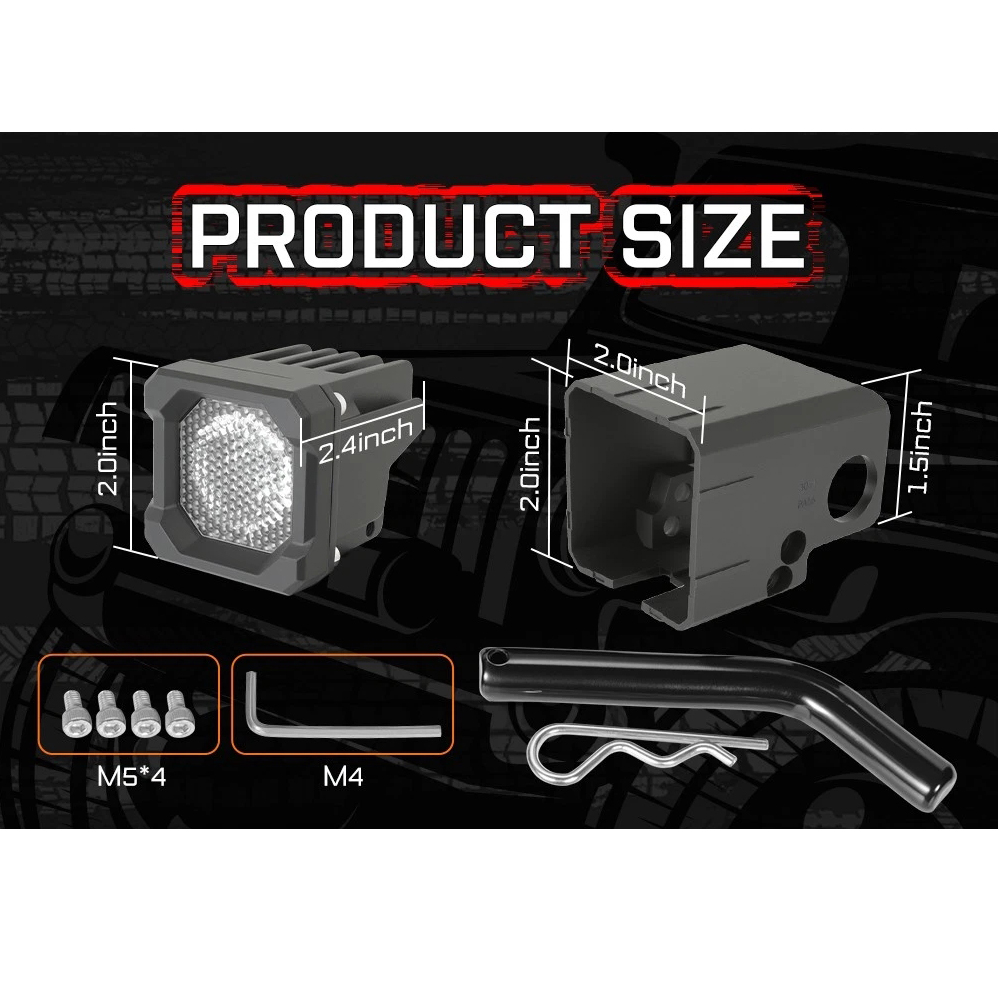 3-In-1 ユニバーサル LED 運搬 2 フィート x 2 フィート レシーバー トラック SUV RV トレーラー リアバンパー ドライビング ランプ ブレーキ テール リバース牽引ヒッチ ライト キット