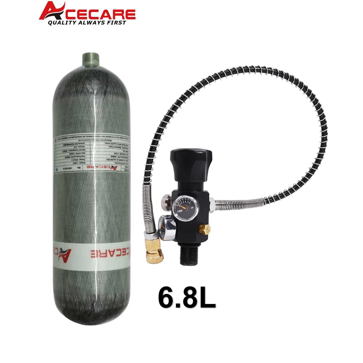 Acecare 6.8L カーボンファイバーシリンダー HPA 空気タンク充填ステーション 4500Psi 300Bar ダイビングスキューバ調整弁 M18 * 1.5