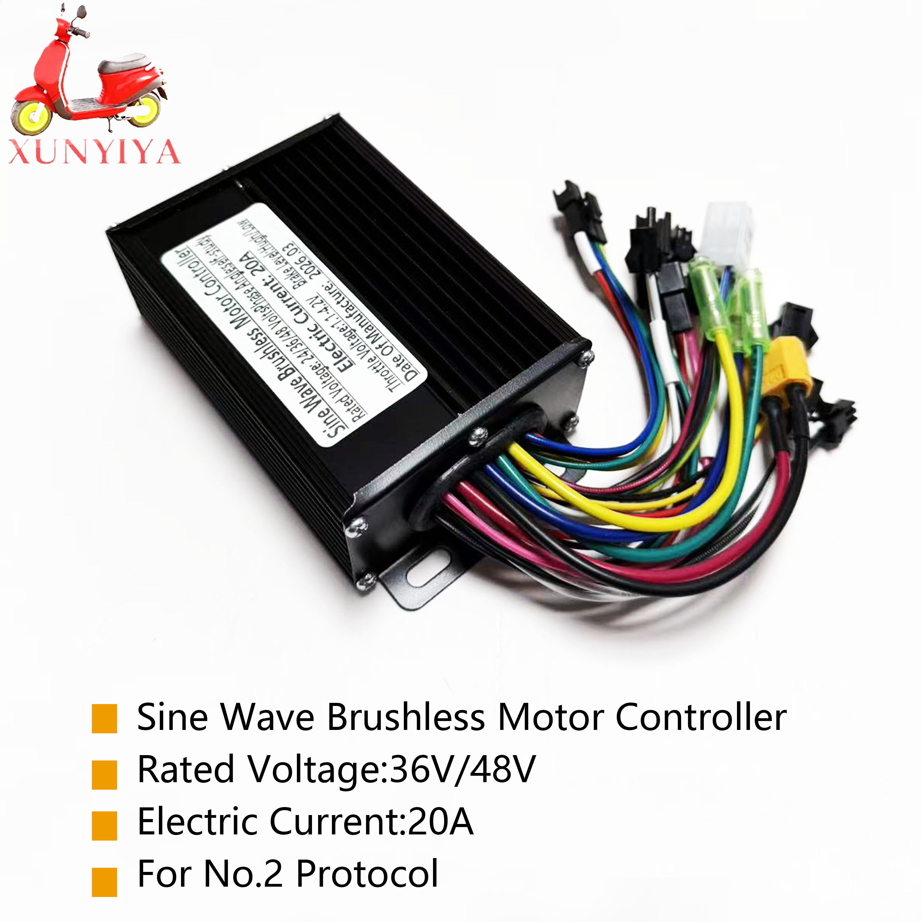 24V/36V/48V 20A 正弦波ブラシレスモーターコントローラー 350W/500W UART No.2 プロトコル S866 TF-100 SW900 計器電子スコッター用