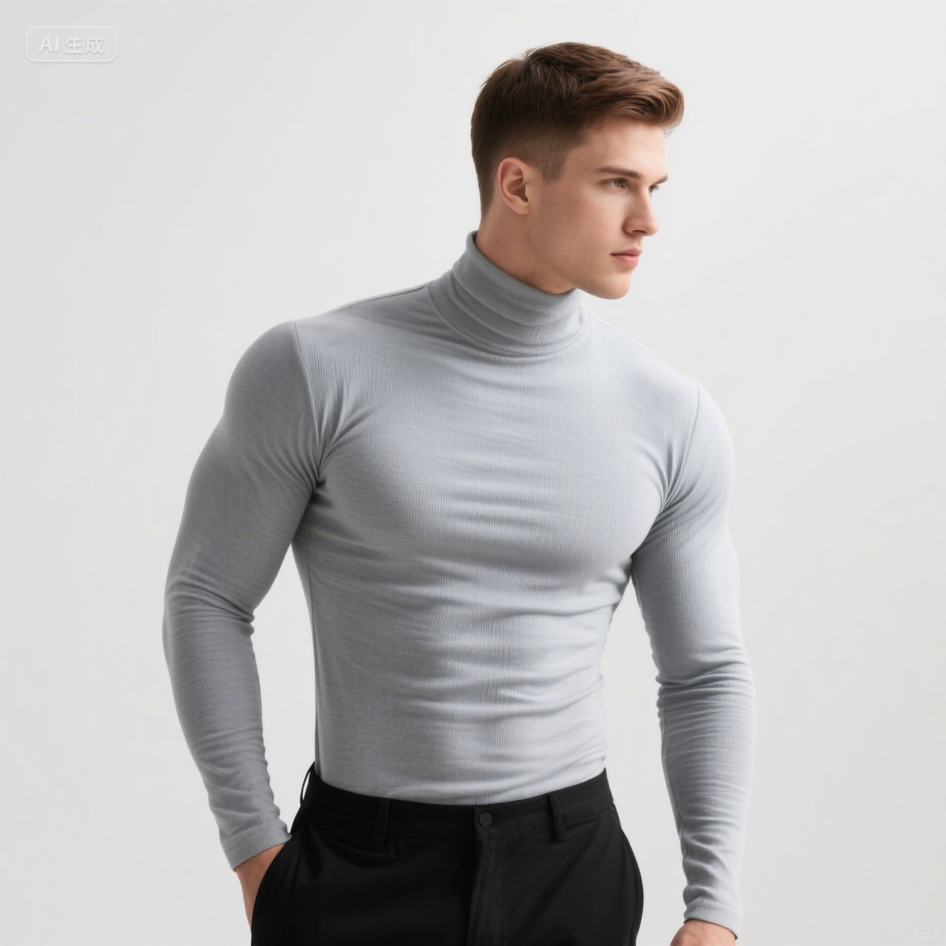 熱下着トップス男性冬服サーマルシャツ秋メンズ冬タイツハイネック薄型スリムフィット長袖 Tシャツ