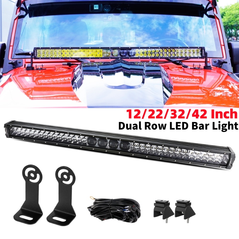 Auxbeam 12/22/32/42 インチ 2 列 LED ライトバー トラック ピックアップ オフロード 5D プロ シリーズ用ハーネスキット付き