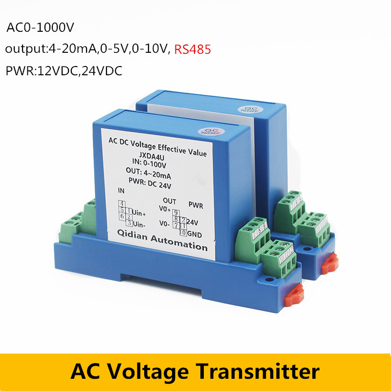 AC 電圧トランスミッタ高精度 AC 75mV 20V 50V 100V 200V 300V 1000V トランスデューサセンサー 4-20mA 0-5V 0-10V 出力 24VDC