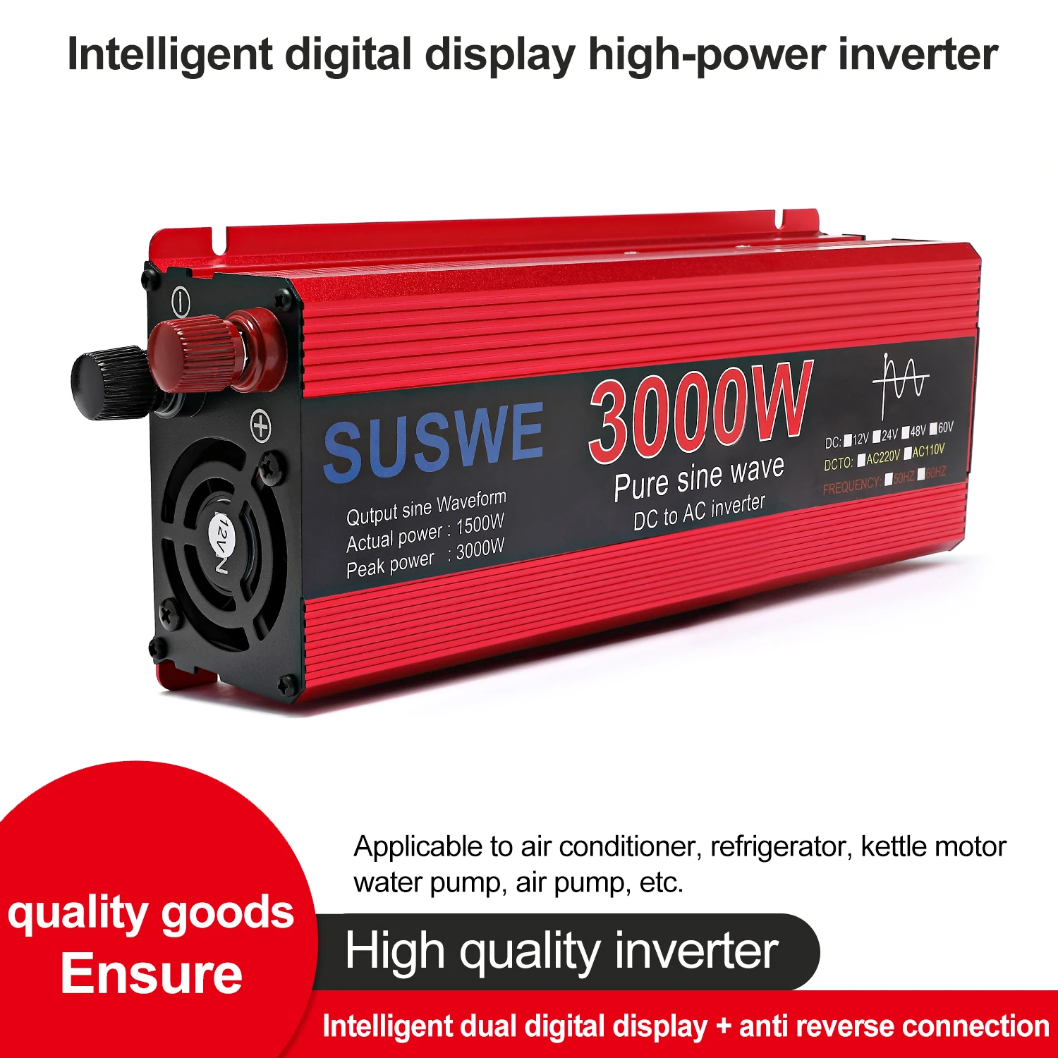 インバーター DC12v/24v に AC 110/220v 純粋な正弦波 1000 ワット 2000 ワット 2200 ワット 3000 ワットポータブル自動コンバータカーインバーター
