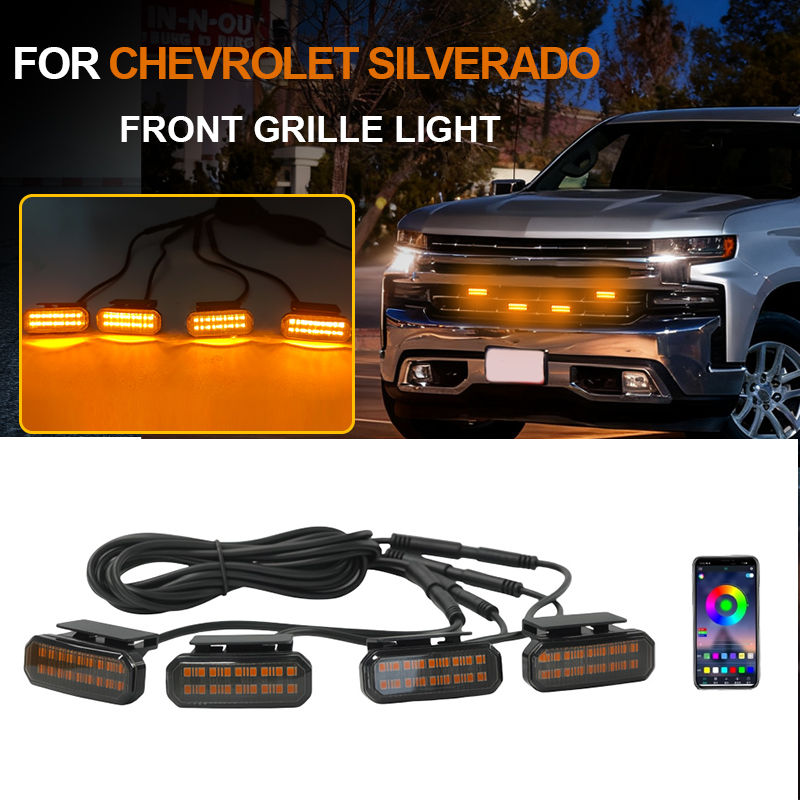 LED フロントグリルライトシボレーシルベラド車デイタイムランニングライトホイール眉毛ランプピックアップオフロード 12V