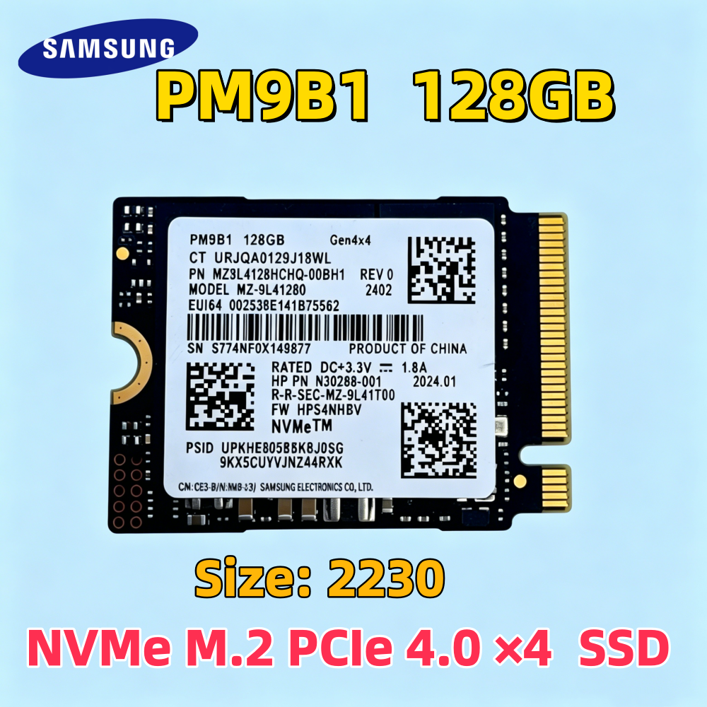 SAMSUNG SSD PM9B1 128GB PCIe 4.0 × 4 NVMe M.2 サイズ 2230 ラップトップ デスクトップ用内蔵ソリッド ステート ドライブ OEM パッケージ